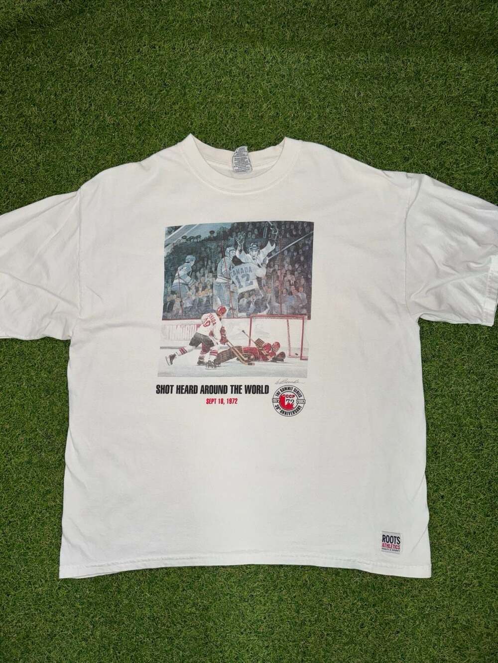 Roots Athletics Summit Series 1972 T-Shirt Size XL White Hockey